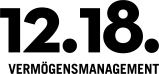Schwarzer Hintergrund mit dem Logo '2, VERMÖGENSMANAGEMENT', das für die Investmentchancen und Dienstleistungen im Bereich der touristischen Immobilien durch 12.18. Vermögensmanagement steht.
