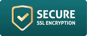 Logo des Computer-Sicherheitsunternehmens mit der Aufschrift 'SECURE, SSL ENCRYPTION'